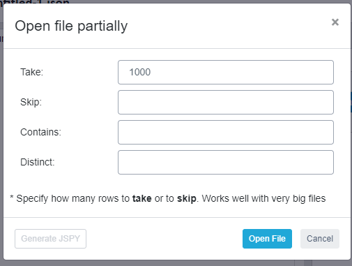 Open file partially dialog